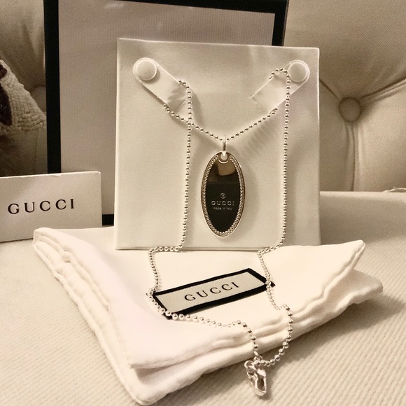 Gucci Jewelry - Gucci Sterling Sliver Logo Oval Tag Neckless